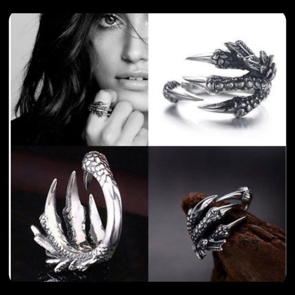 handcrafted Jewelry - 5/$25 Dragon claw unique ring, brand new adjustable silver